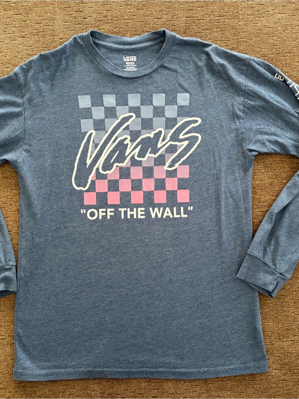 Vans Men's Blue 'Off The Wall' Long Sleeve Graphic Shirt medium